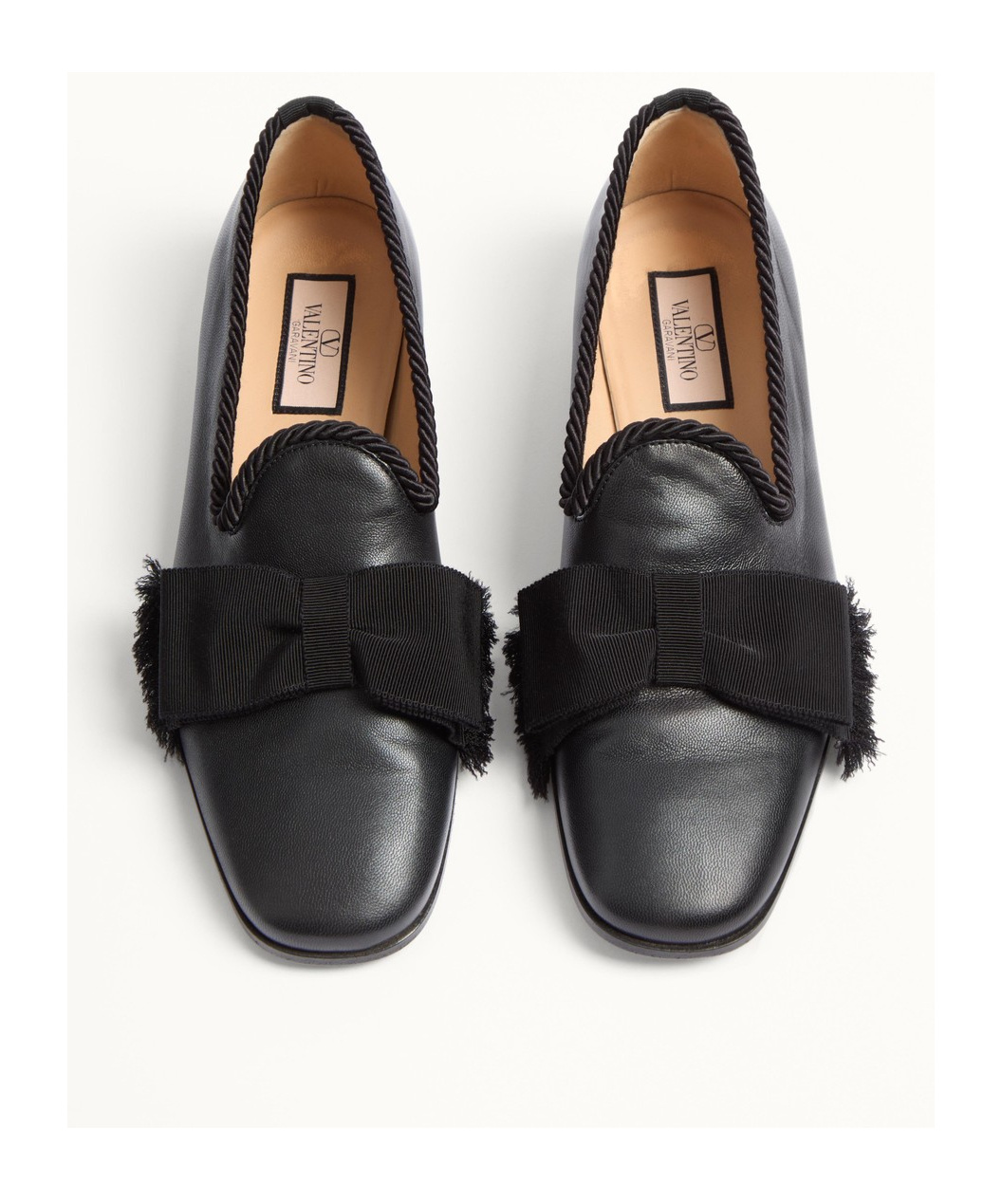 Shop Valentino Fringe Detailed Slip-on Loafers In Black