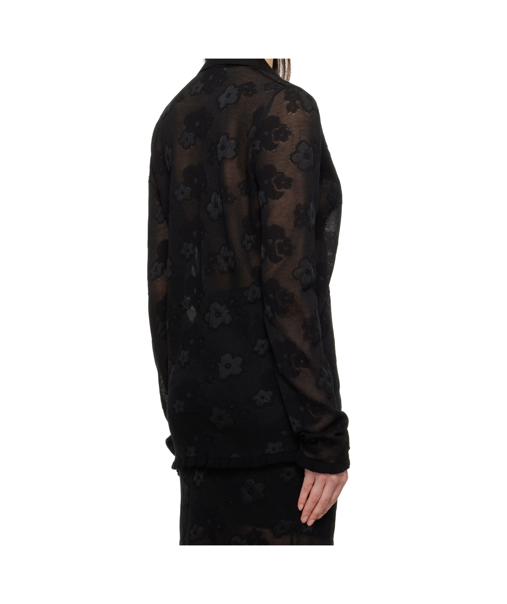 Cecilie Bahnsen Sheer Floral Collared Neck Long Sleeves