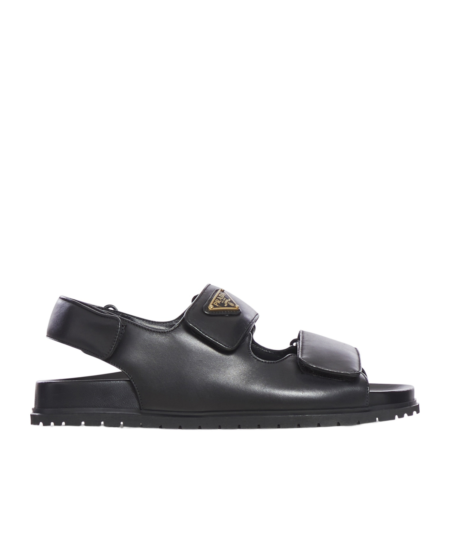Prada Open-toed Flat Sandals In Black