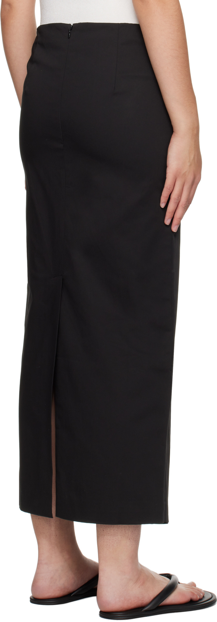 St Agni Stretch Organic Cotton-blend Twill Midi Skirt