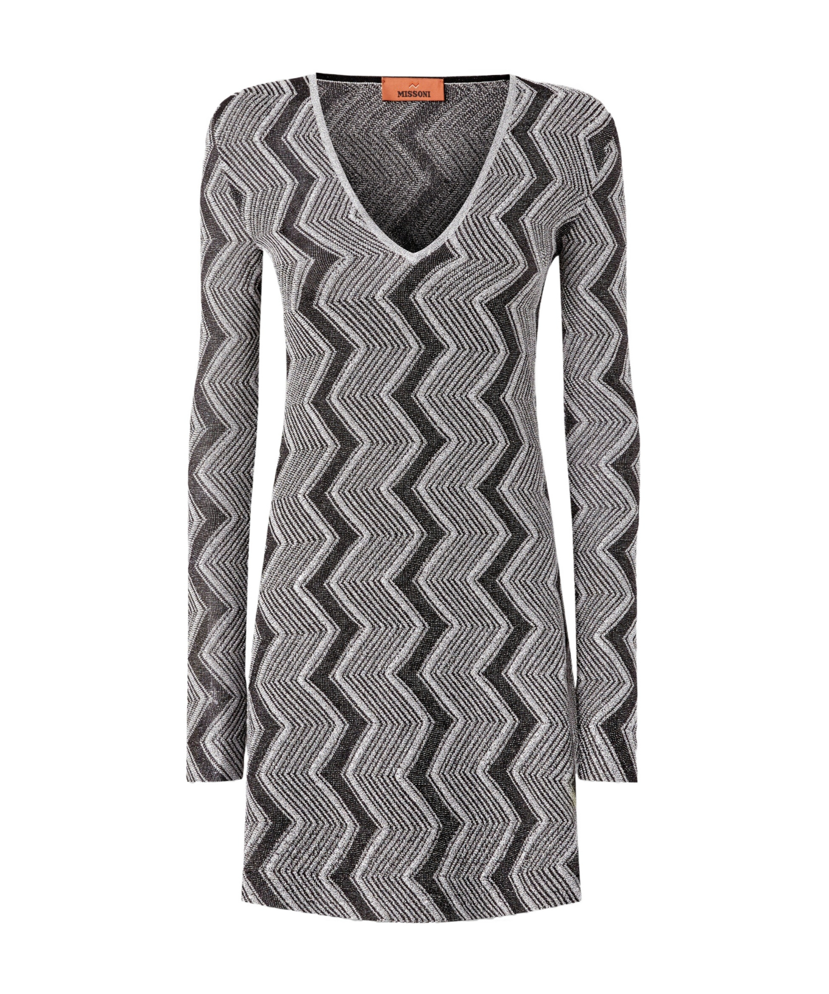 Missoni Zig Zag Patterned V-neck Dress In Gray