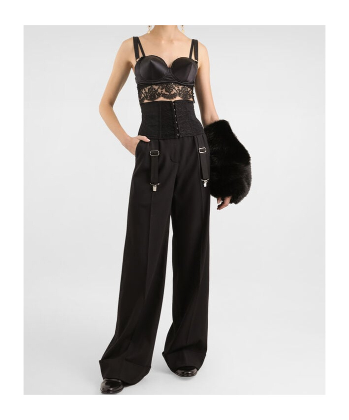 Dolce & Gabbana High-waisted Wide-leg Trousers In Black