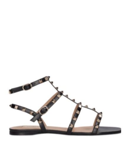 Valentino Garavani Black Leather Rockstud Sandals