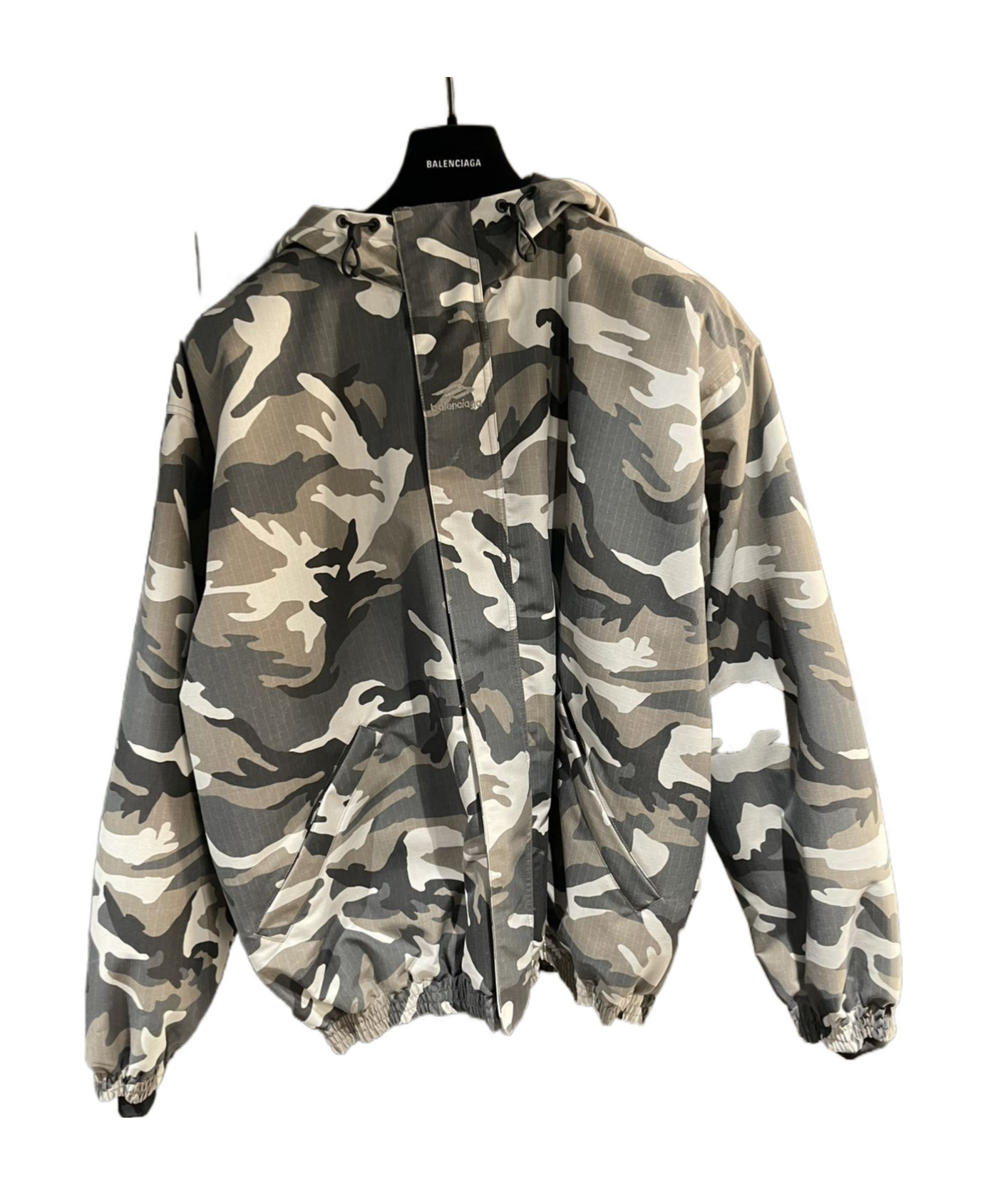 Balenciaga Camouflage Parka Coat In Black