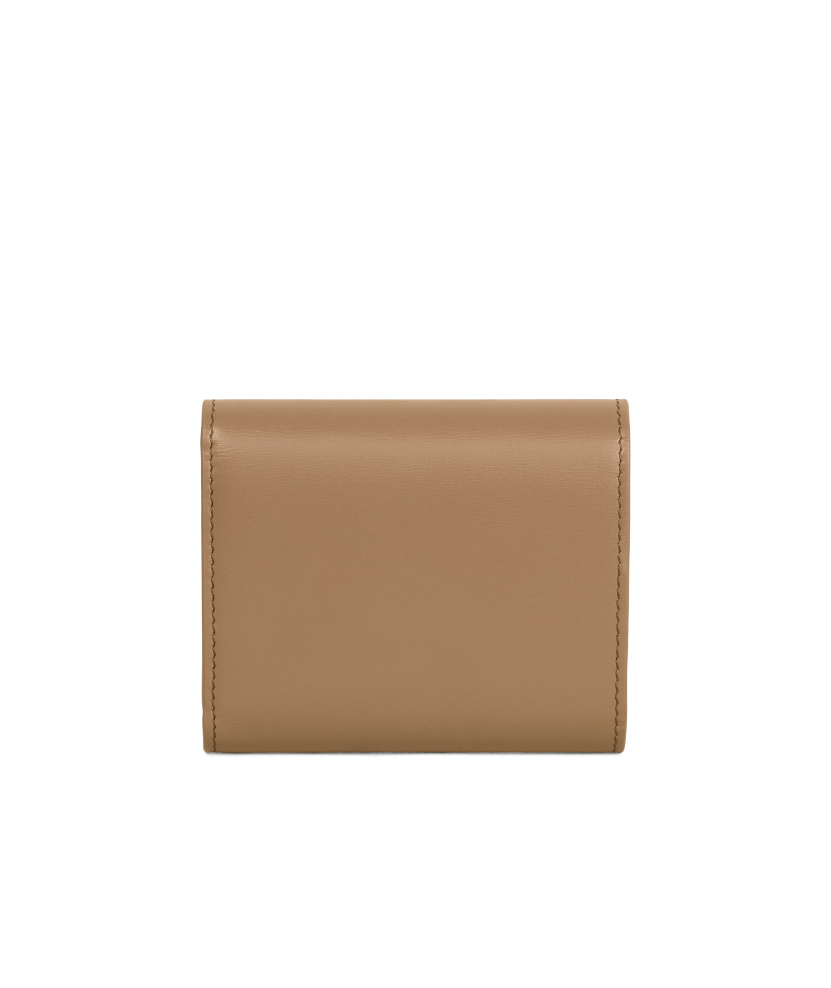 Celine Card Holder With Flap Triomphe In Shiny Calfskin In Dark Tan