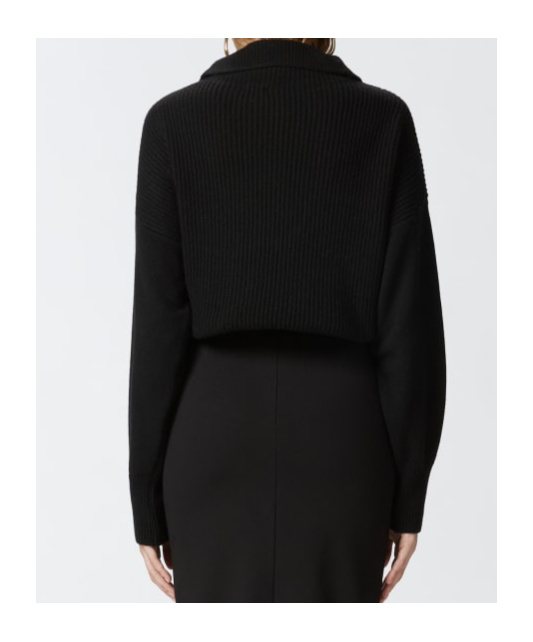 Pinko Pull Côtelé À Col Zippé In Black