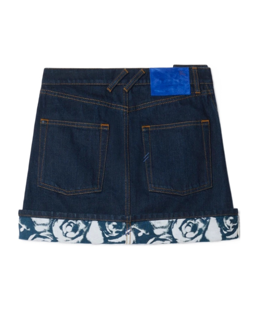 Shop Burberry Japanese Denim Miniskirt In Blue