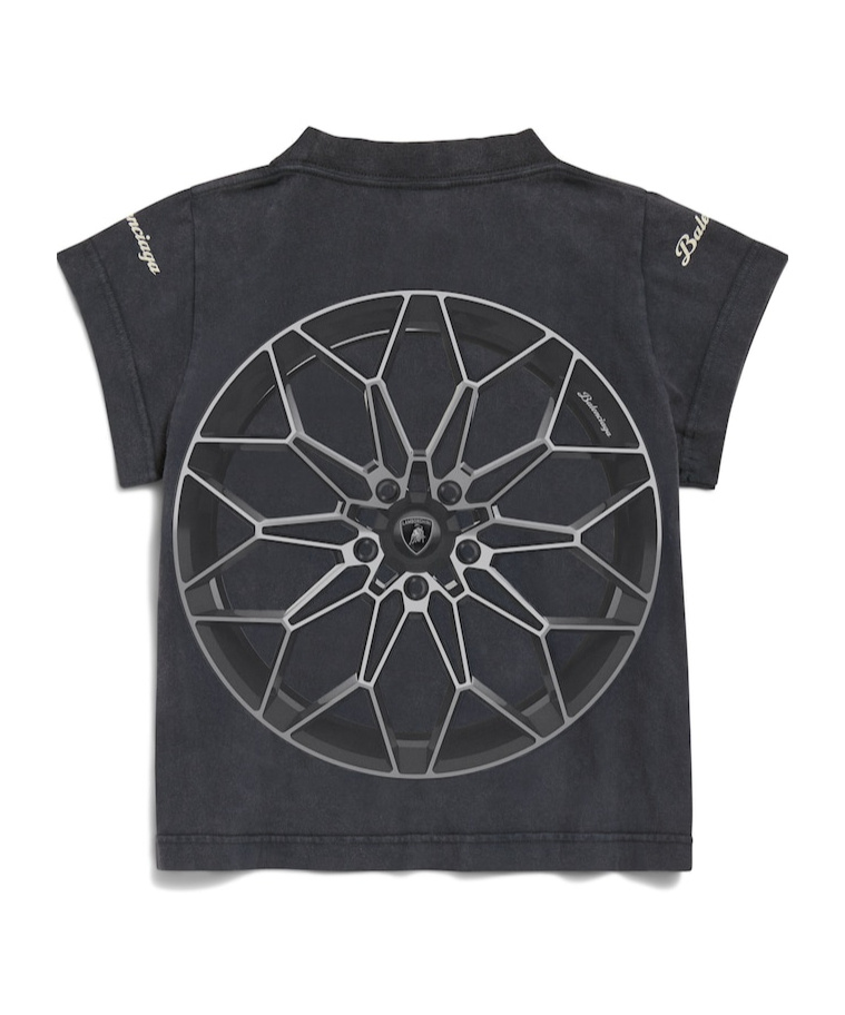 Balenciaga Women's I Automobili Lamborghini Shrunk T-shirt In Black Faded