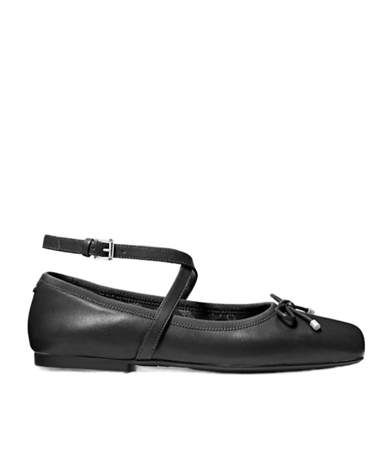 Shop Michael Michael Kors Leather Ballet Flats In Black