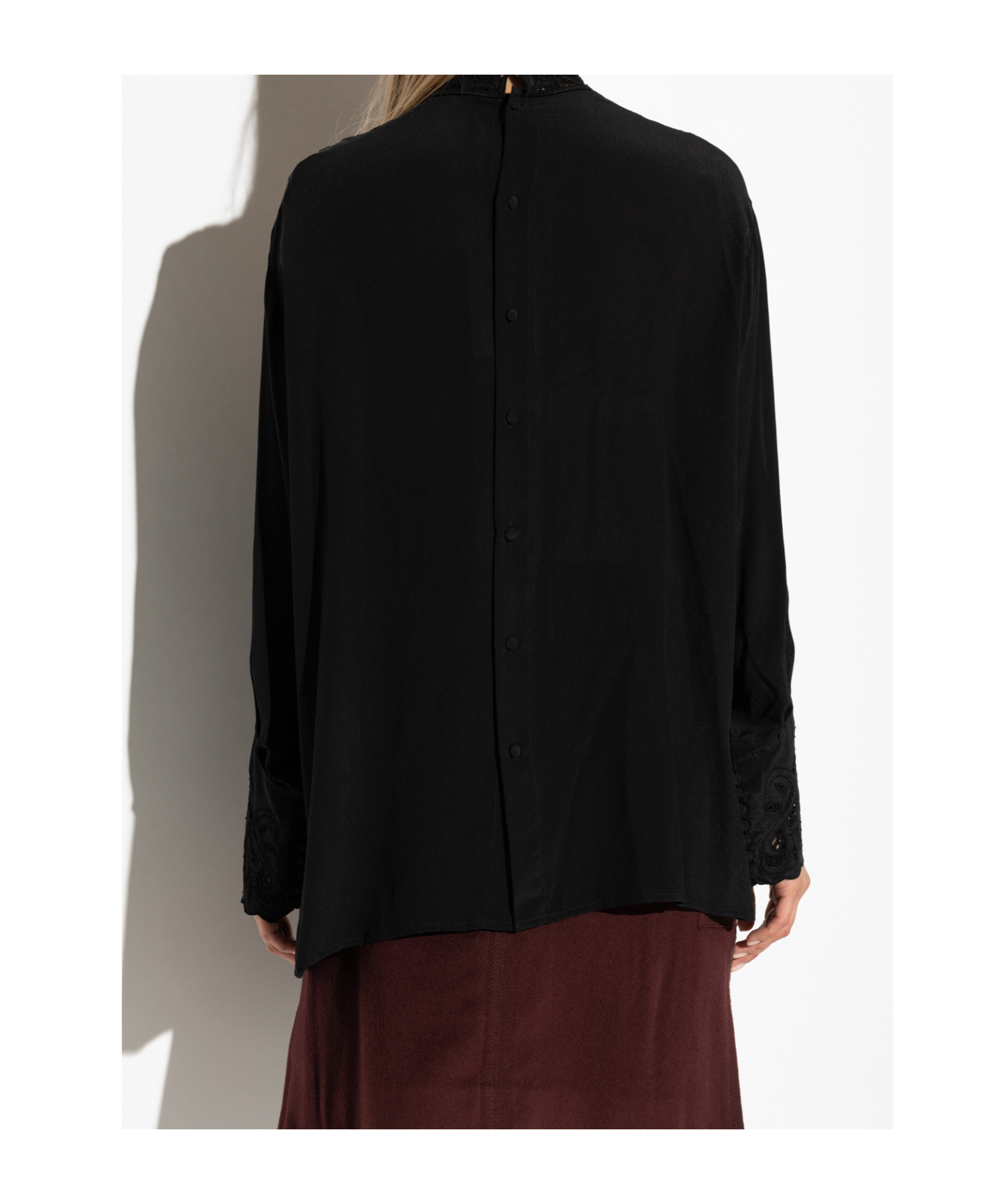 Etro Lace Detailed Long-sleeve Top In Black
