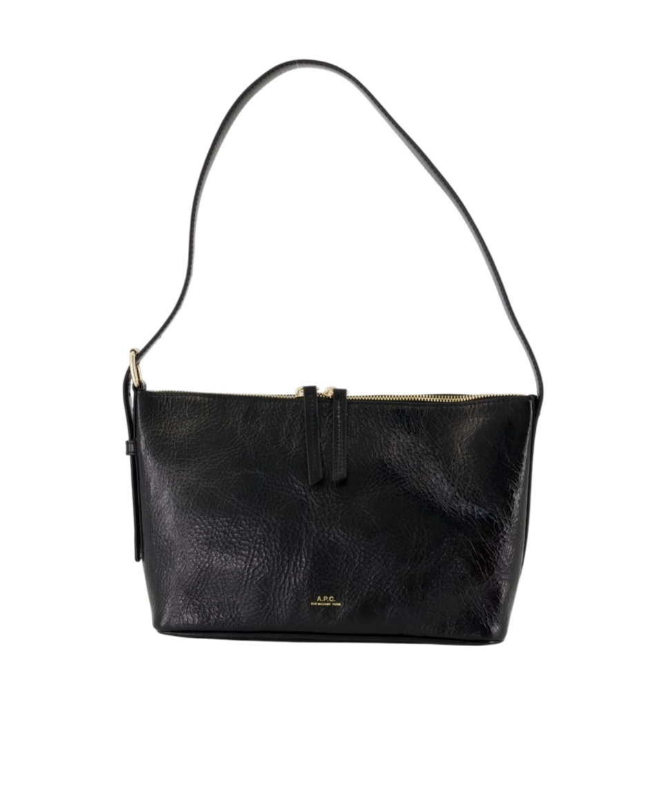 Apc Top-handle Calfskin Shoulder Bag In Black