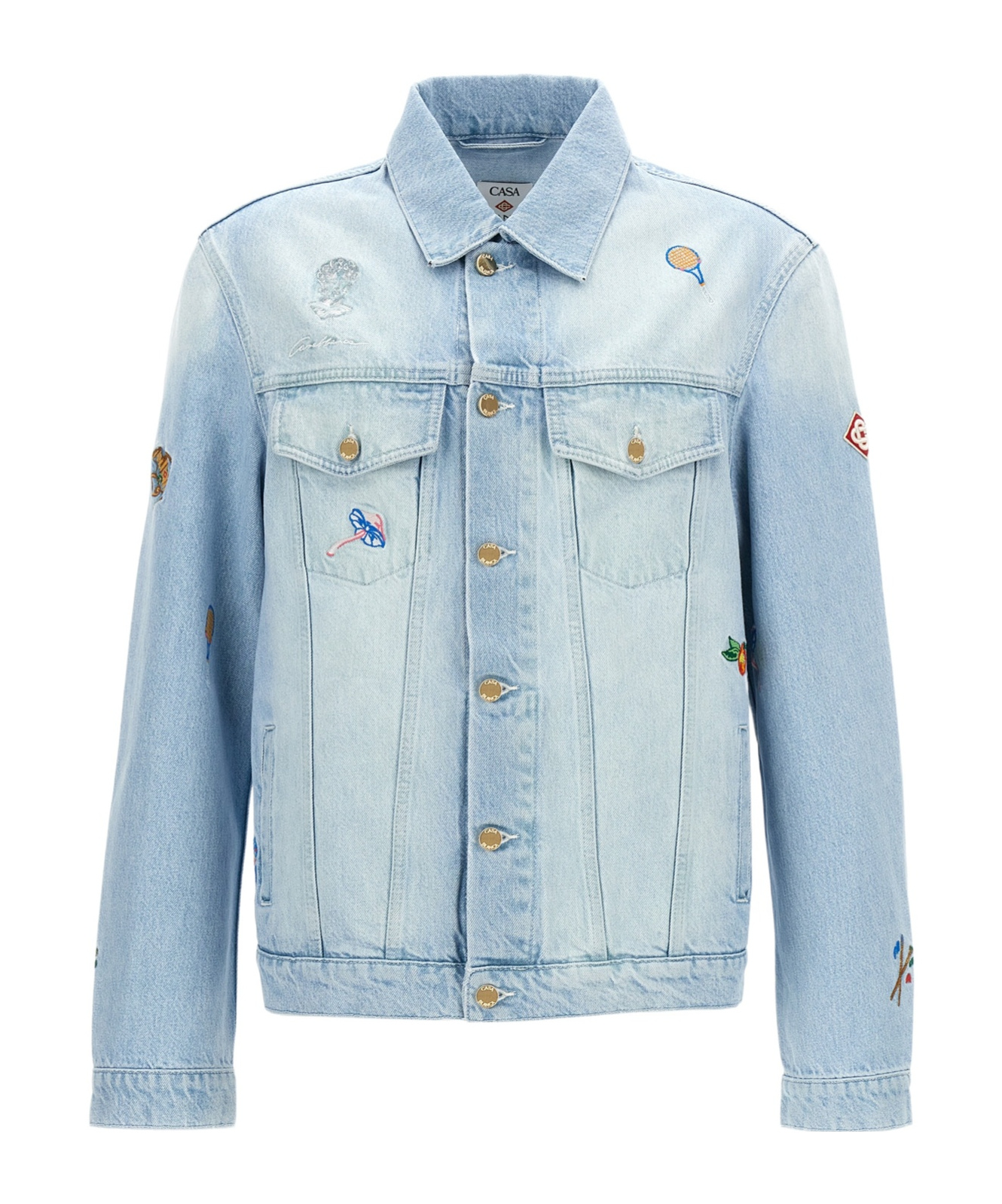 Casablanca Embroidered Motif Casual Jackets And Parka Light Blue