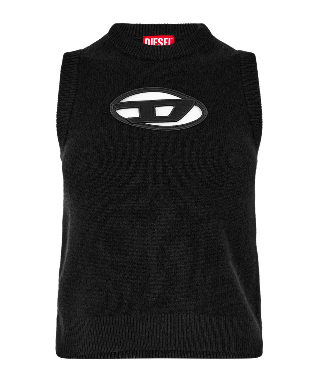 Diesel Oval D Logo Knit Vest In Black