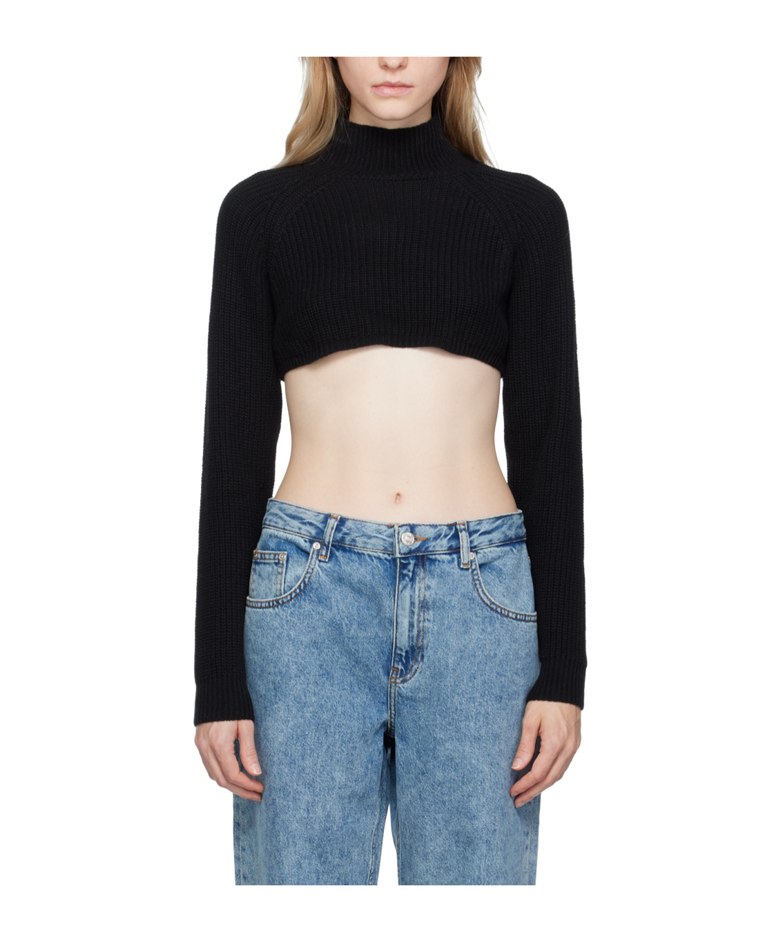 Moschino Black Embroidered Turtleneck In Black