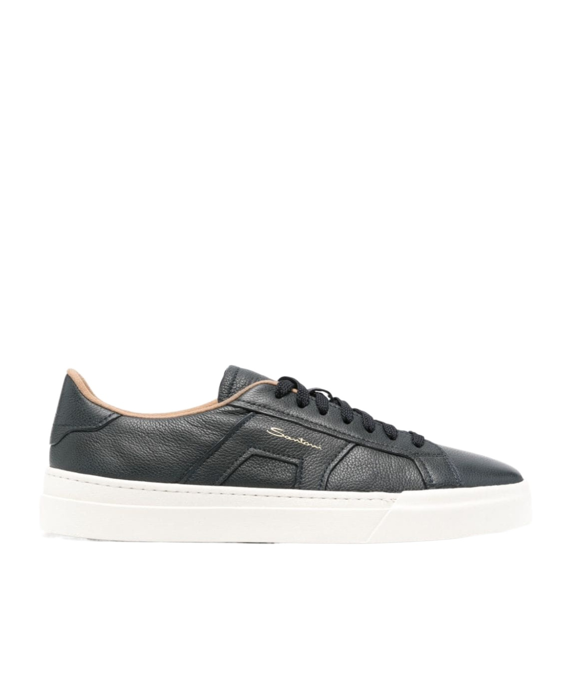 Santoni Leather Sneakers In Black