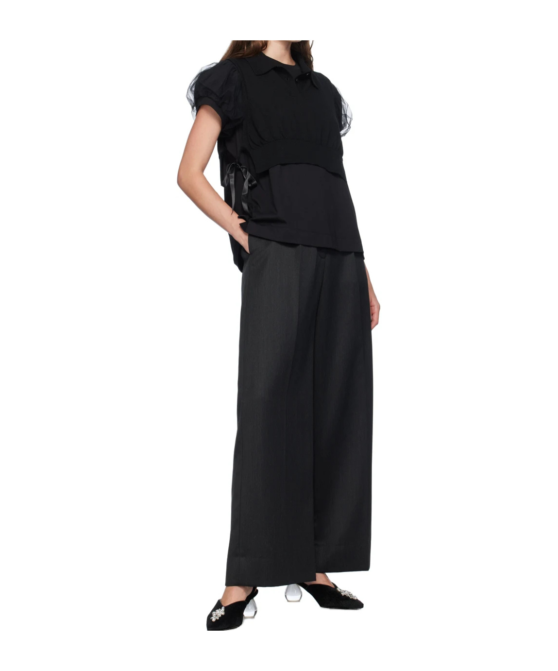 Simone Rocha Black Embellished Knit Vest In Black