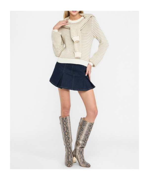 Liu •jo Striped Crew Neck Sweater In Neutral