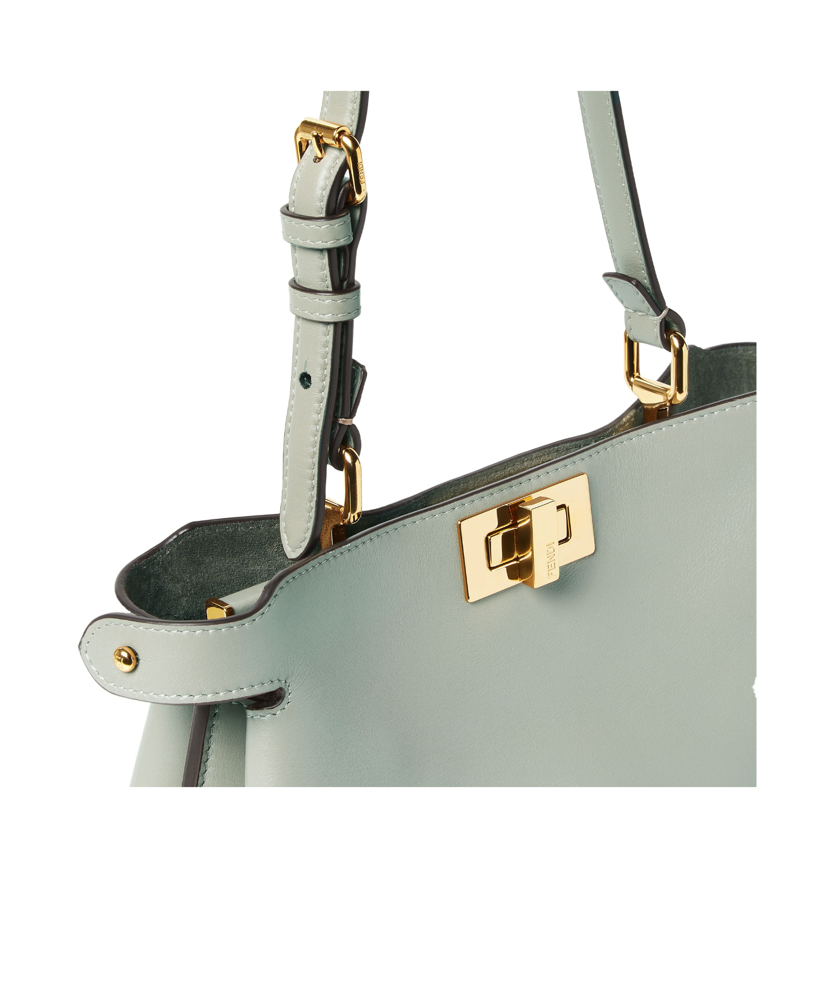 Fendi Green Peekaboo Shoulder Bag In Gray