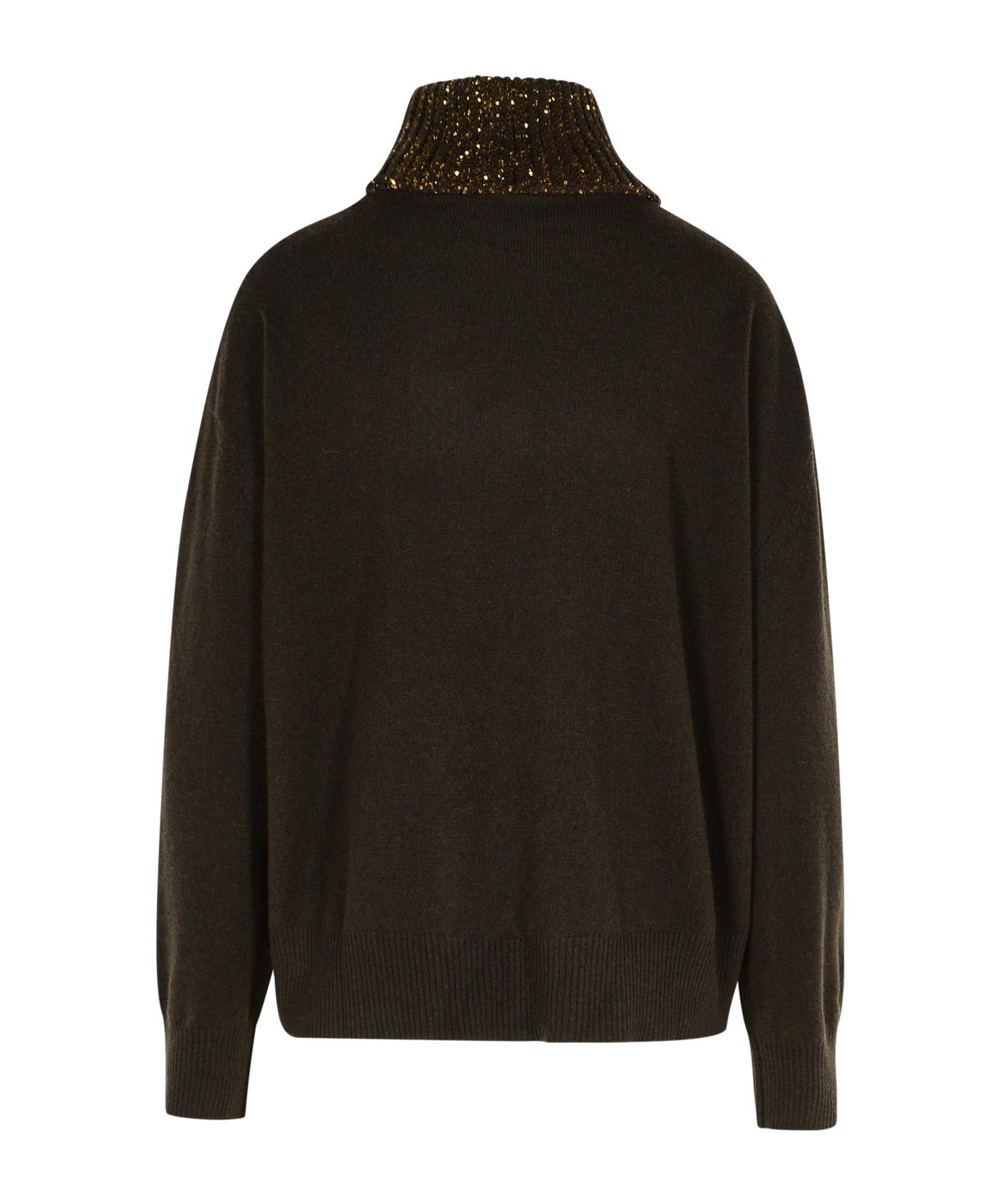 Fabiana Filippi Brown Wool Blend Turtleneck Sweater In Black