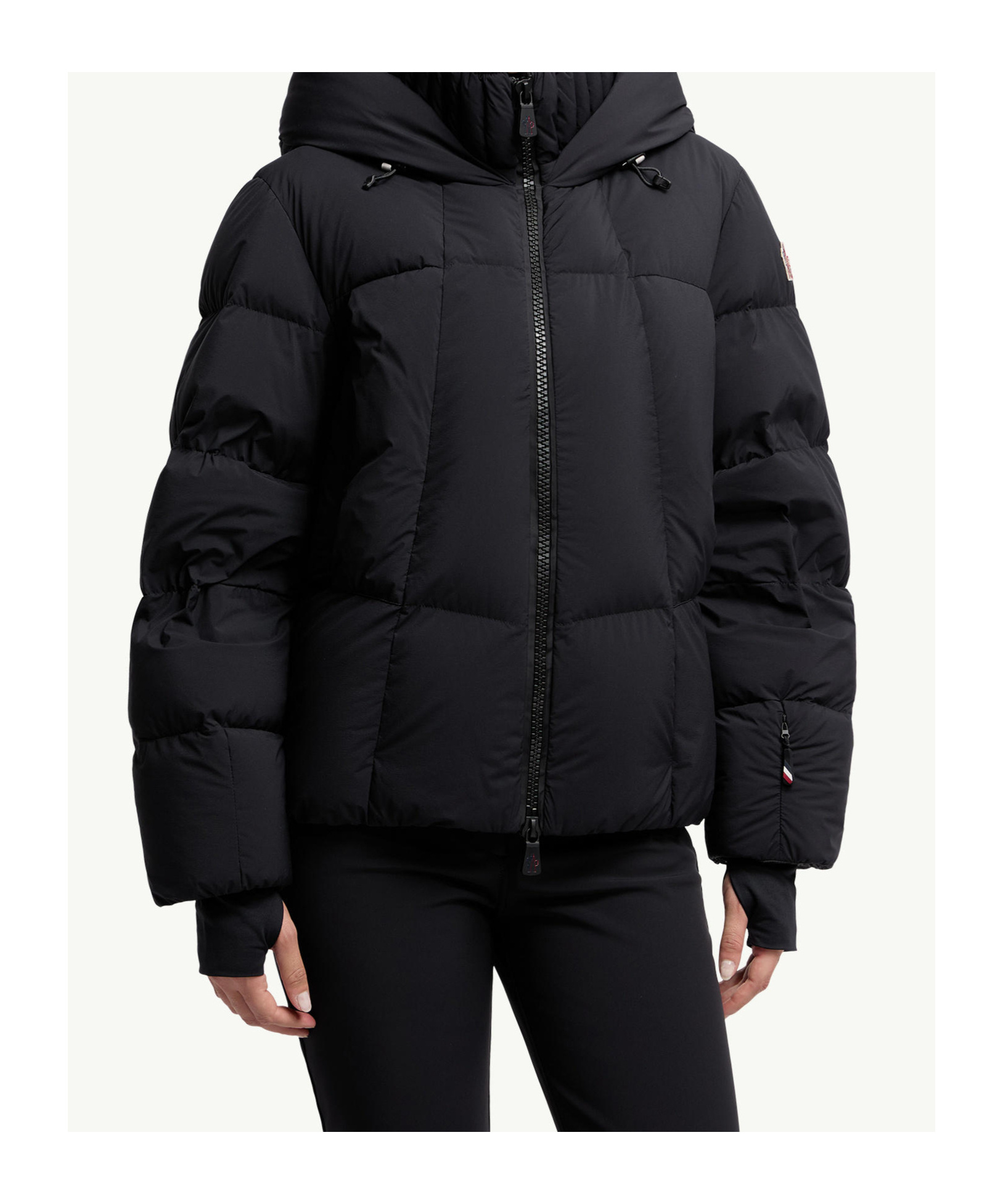 Moncler Hooded Down Ski Jacket Drawstring In Black