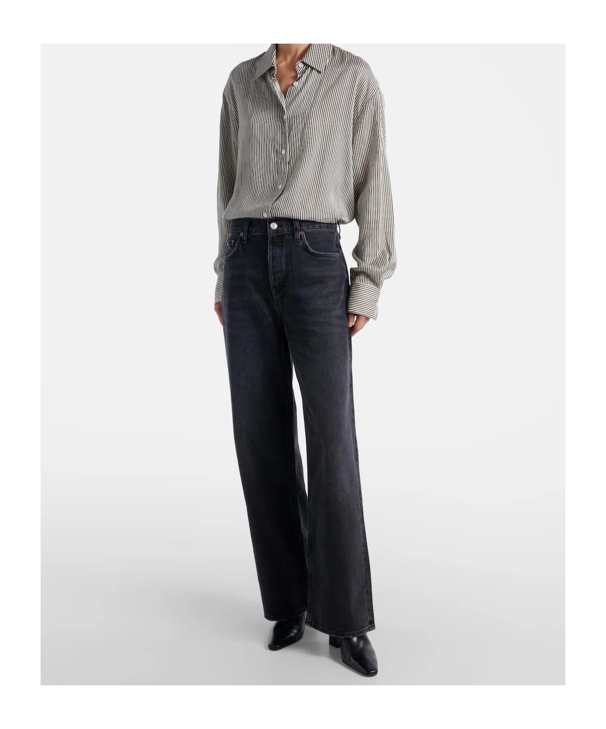 Agolde Low Slung Wide-leg Denim Trousers In Black