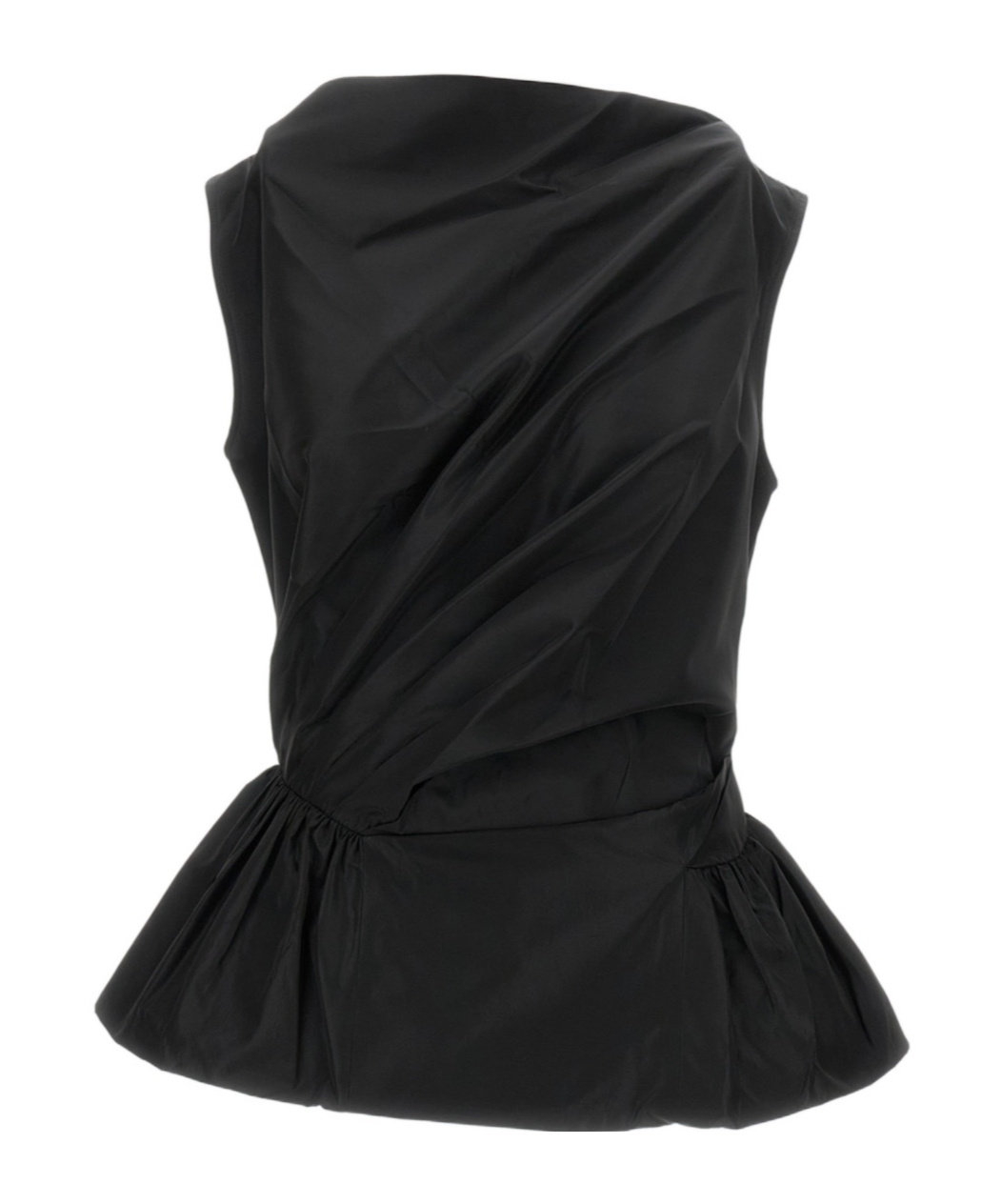 Simone Rocha Draped Bind Peplum Top In Black