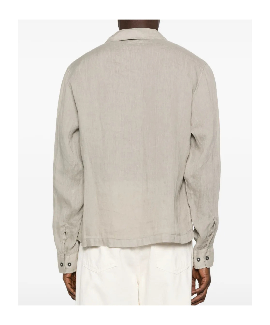 C.p. Company Casual Linen Long Sleeve Overshirt In Gray