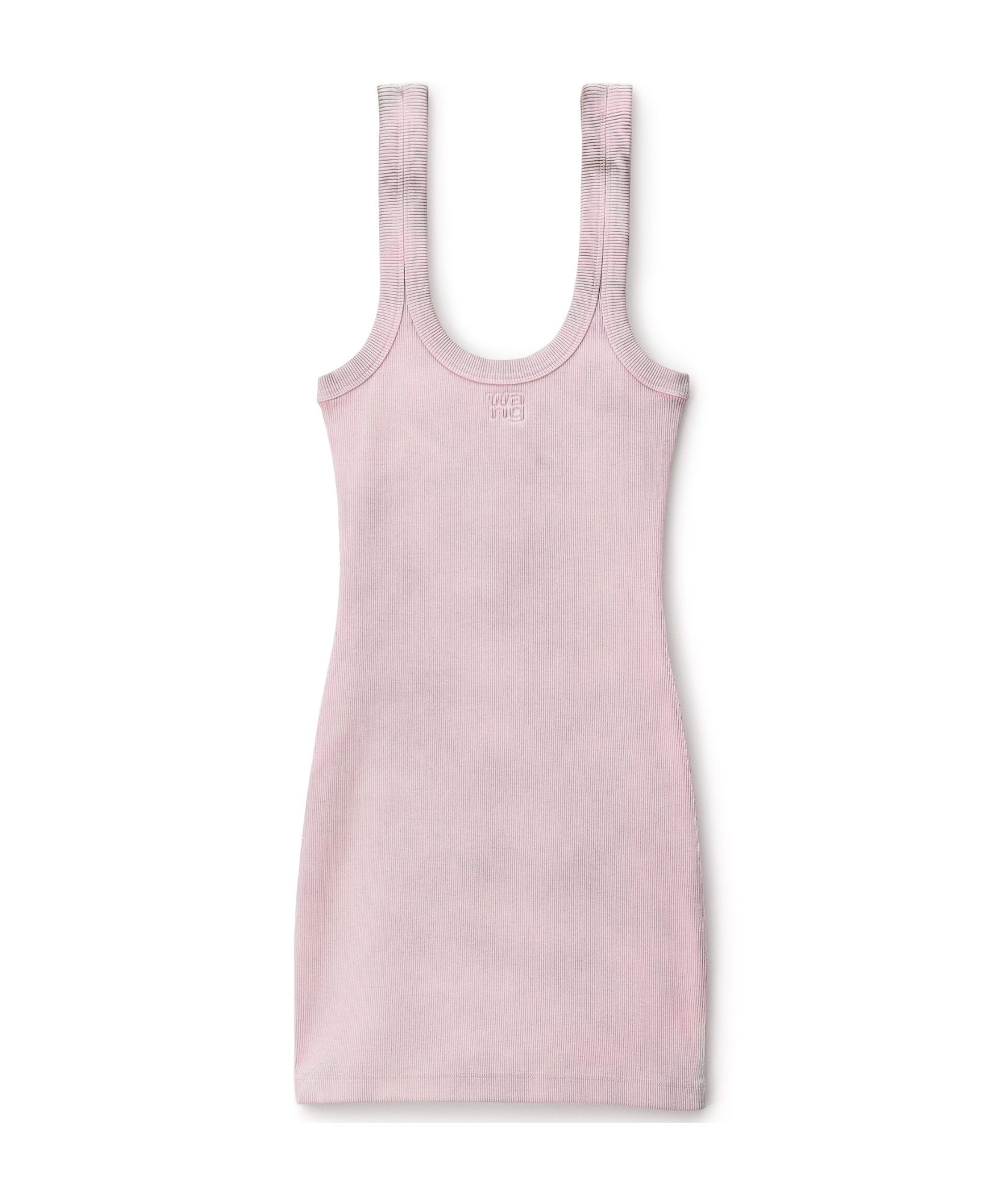 Alexander Wang Logo-embossed Ribbed Tank Dress In Pink