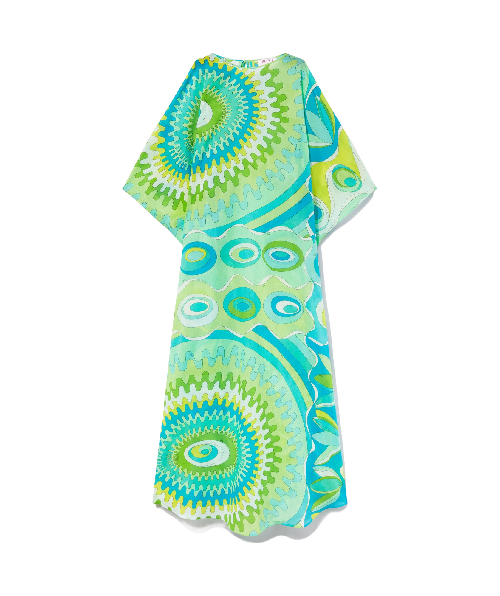 Pucci Bersaglio-print Cotton Kaftan Dress In Green