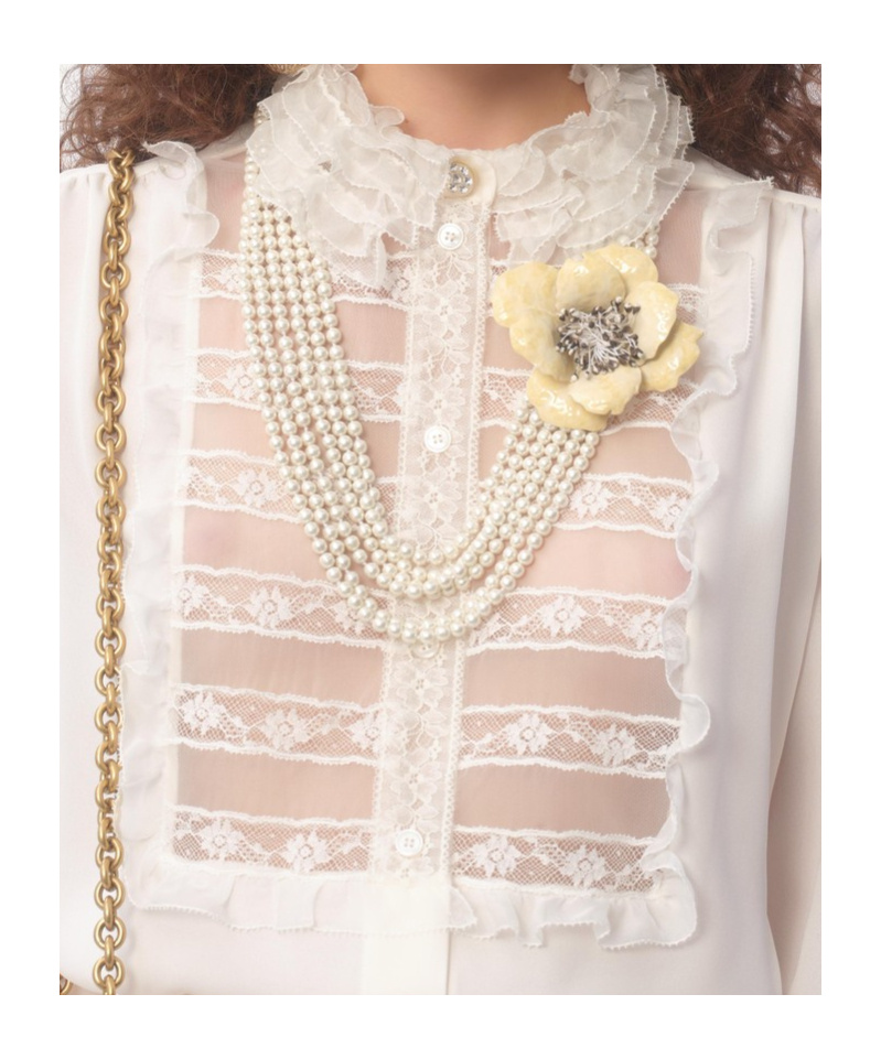 Valentino Bluse Aus Georgette Frau Elfenbein 50 In Ivory
