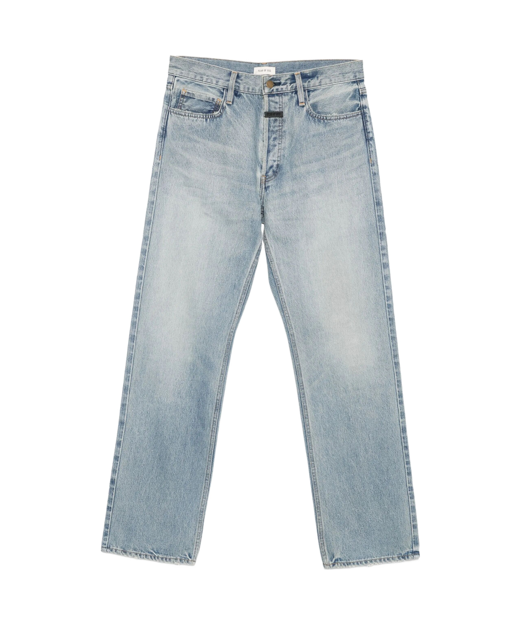 Fear Of God Straight Leg Denim Trousers With Belt Loops In Blue