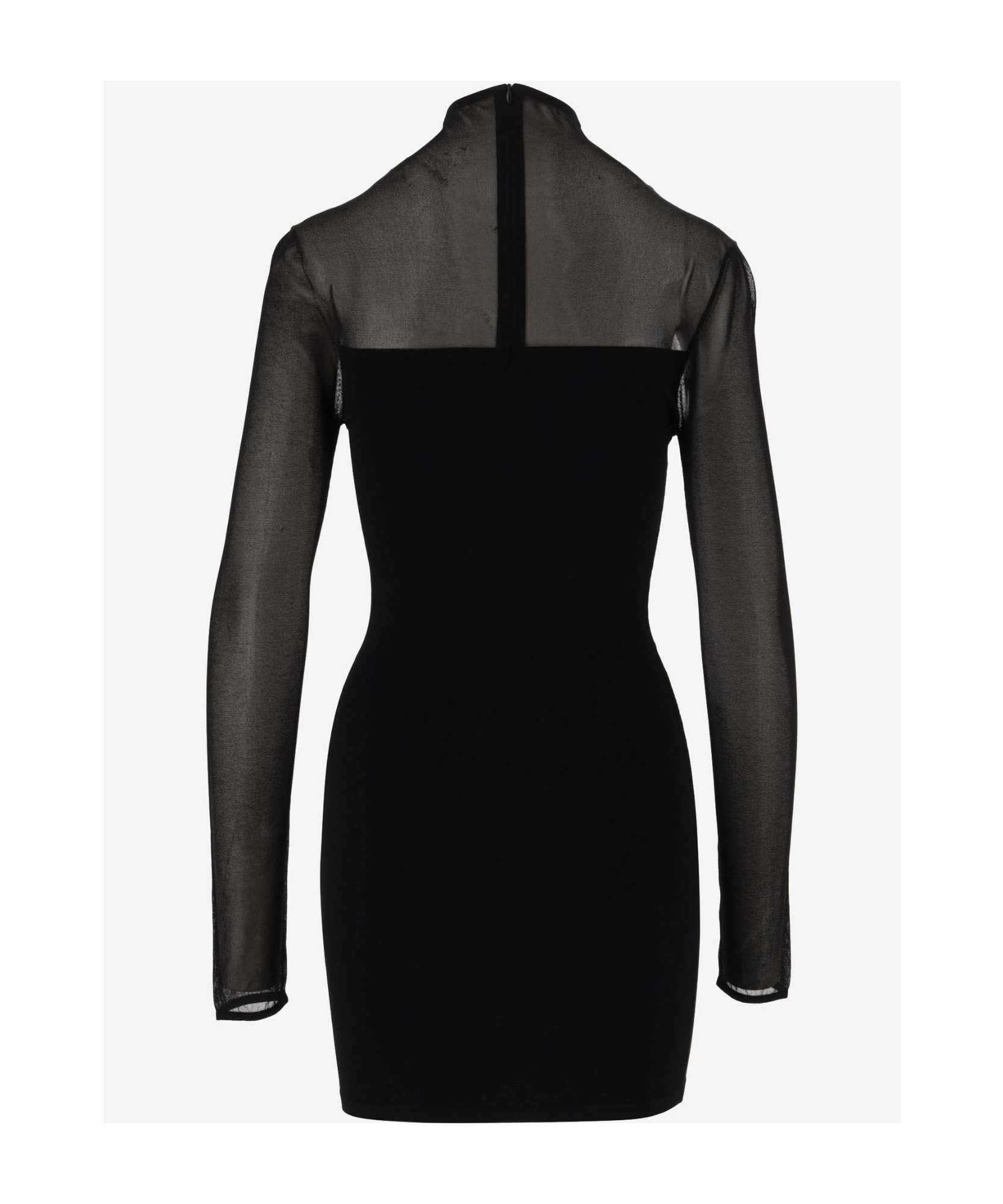 Nensi Dojaka Asymmetric Semi-sheer Mini Dress In Black