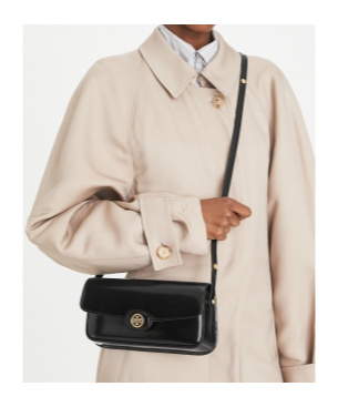 Tory Burch Robinson Spazzolato Cross Body Bag In Black
