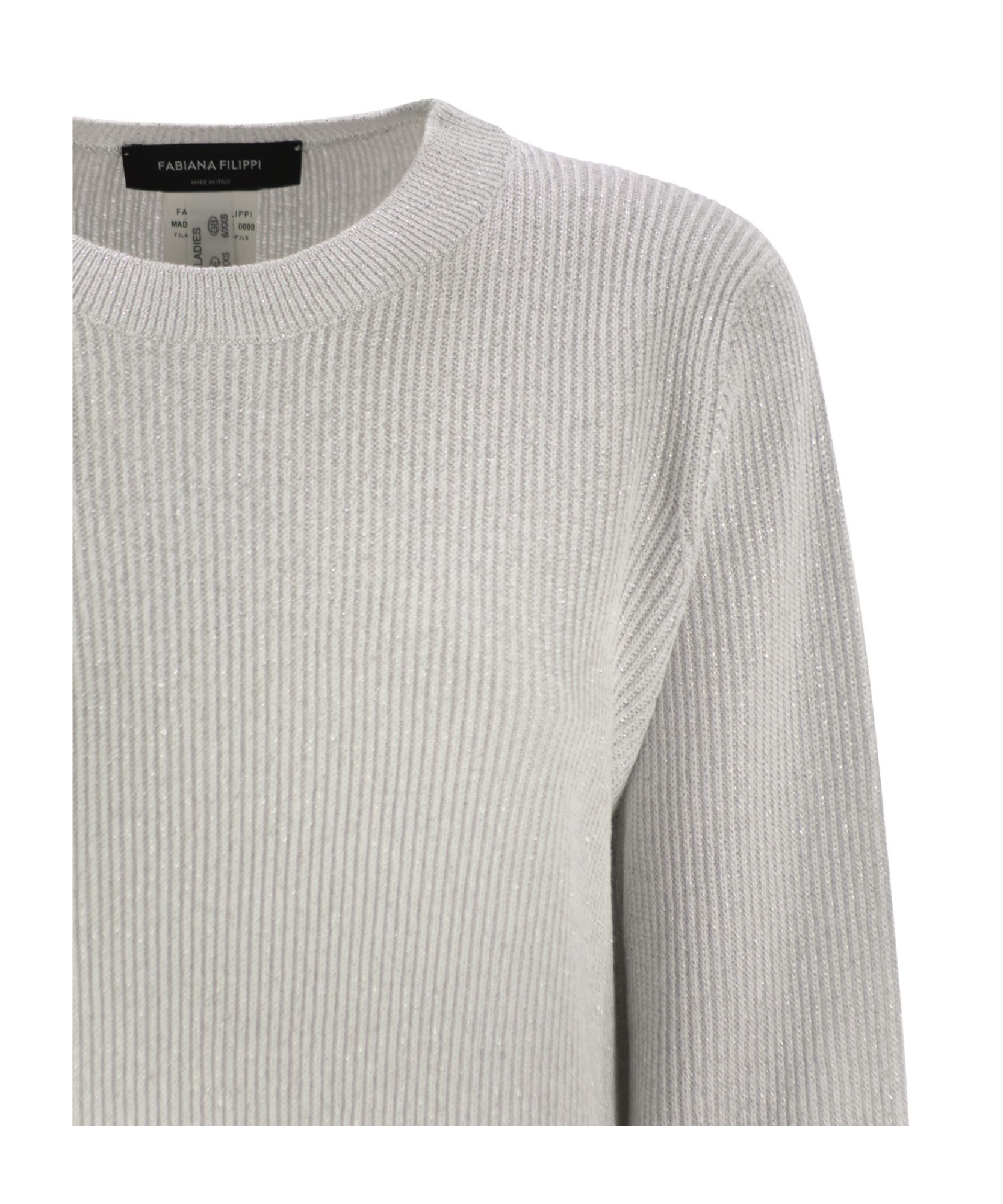 Fabiana Filippi Crew-neck Sweater With Lurex In Gray