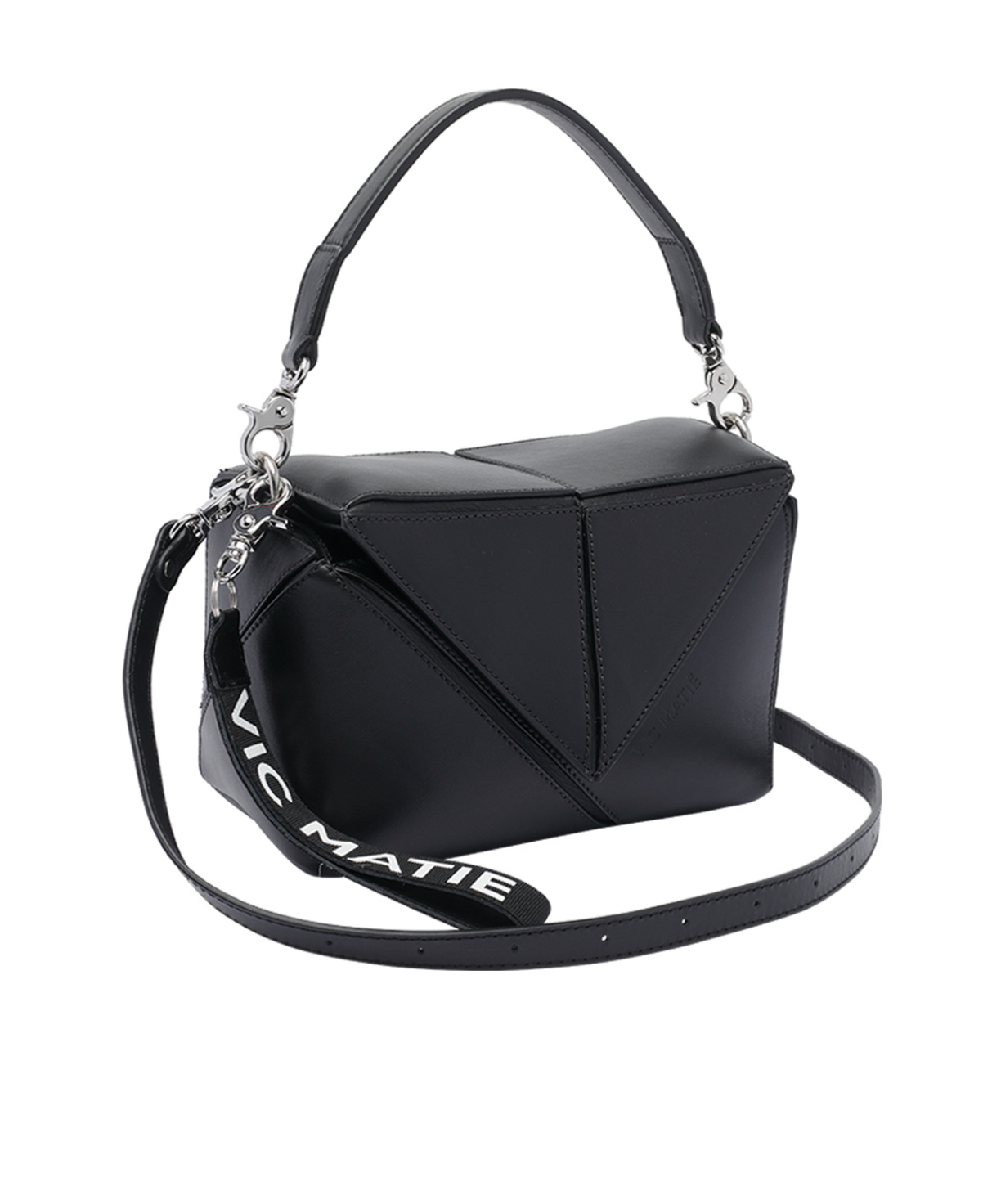 Vic Matie Rochelle Geometric Shoulder Bag In Black