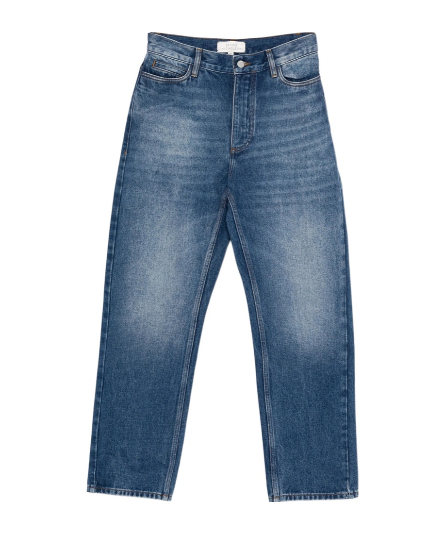 Shop Studio Nicholson Belt-loop Jeans In Blue
