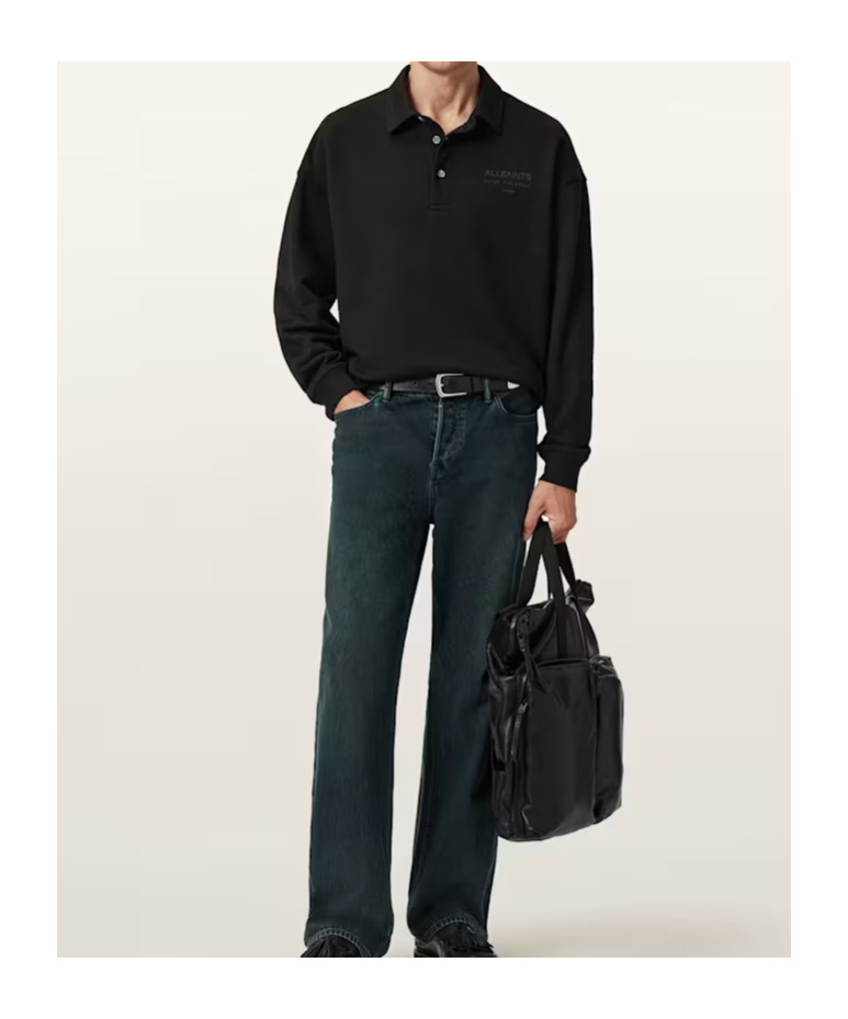 Allsaints Underground Zip-up Collar Sweatshirt In Black
