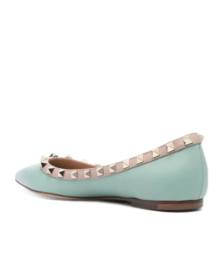 Valentino Rockstud Pointed Ballet Shoes In Multicolor