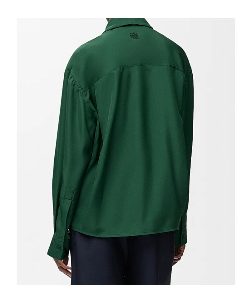 Loewe Draped Silk Blouse In Green