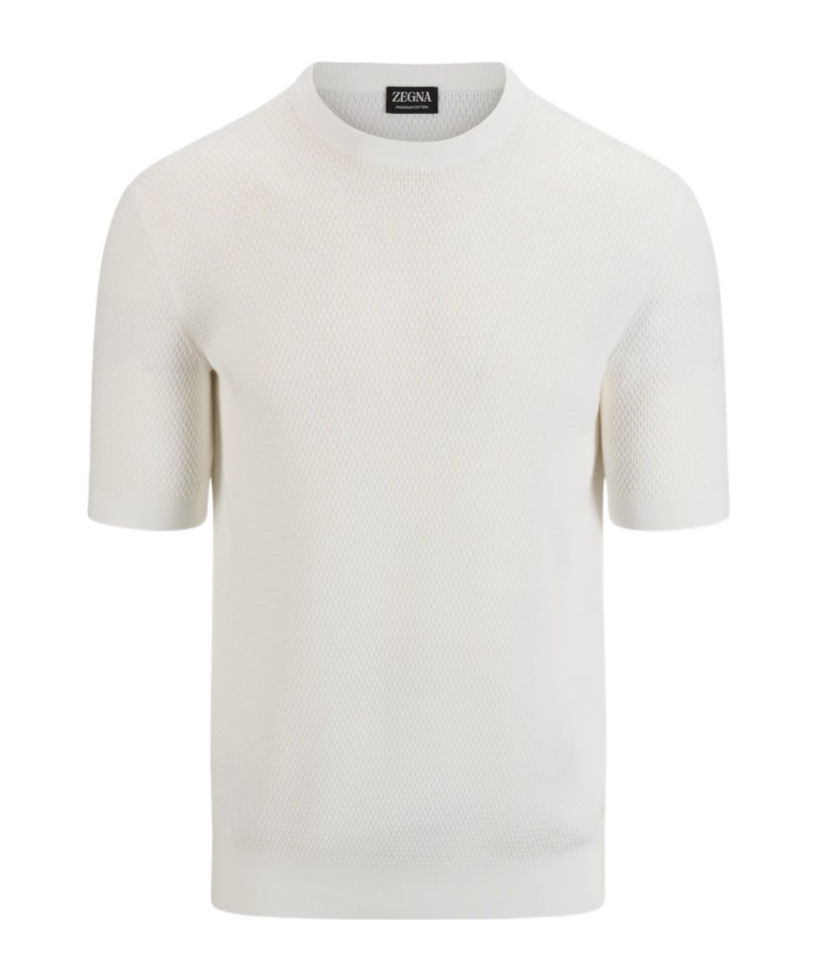 Shop Zegna Short Sleeve Crewneck Knit In White