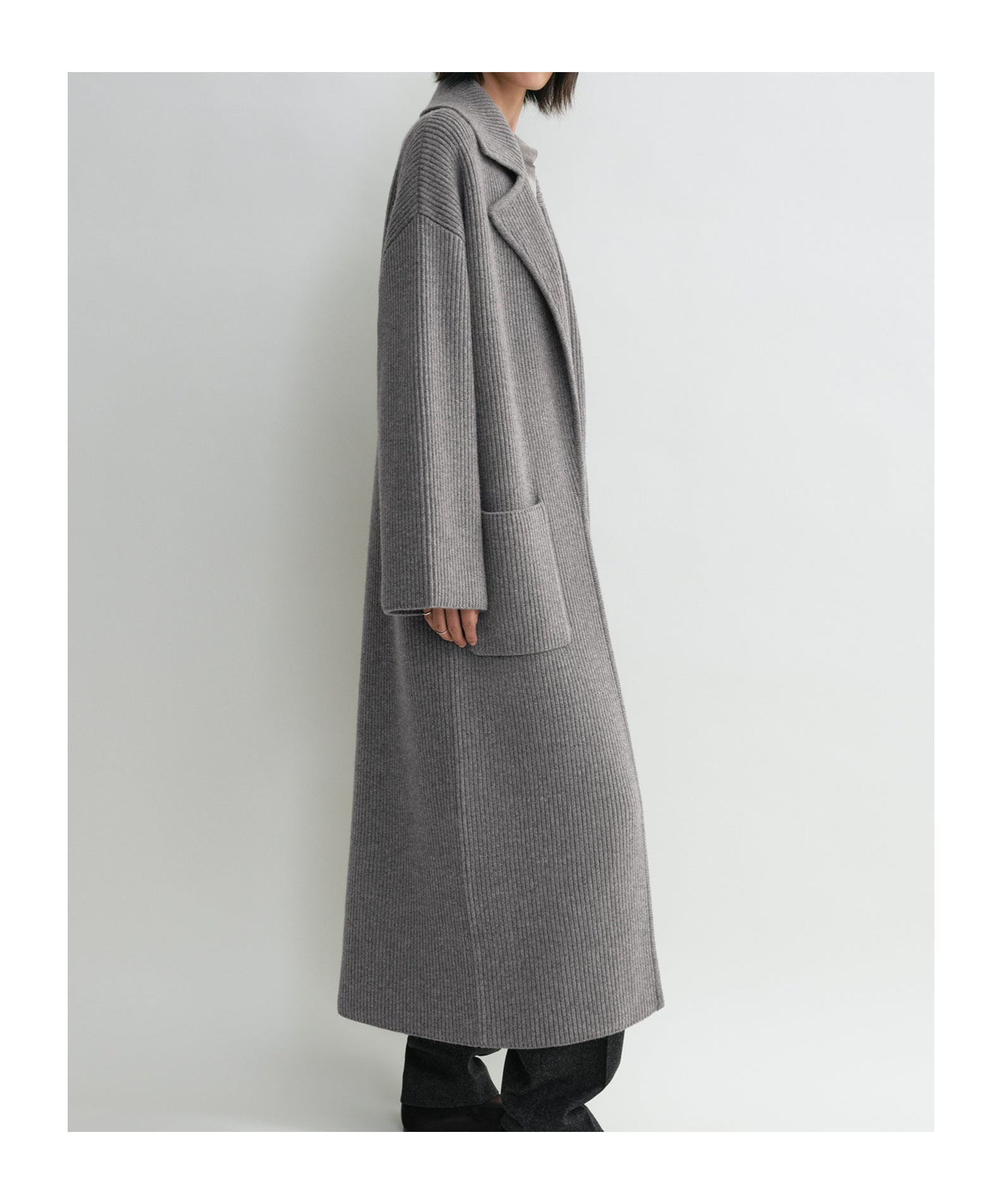 Shop Totême Ribbed-knit Cardi-coat In Gray