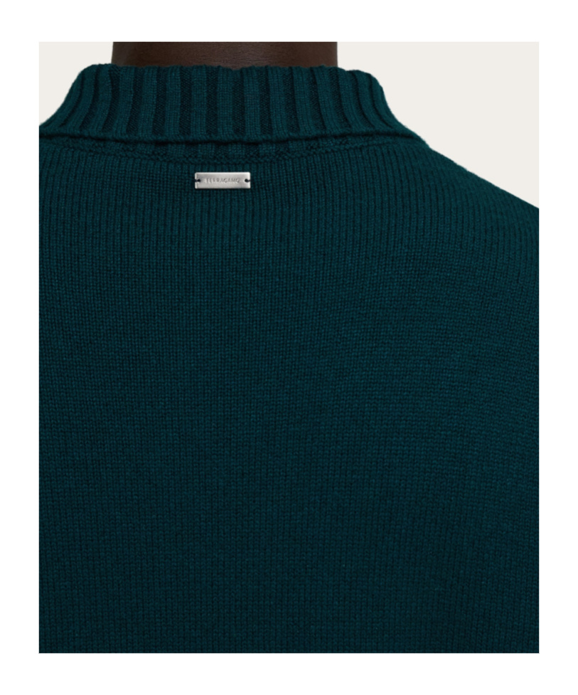 Ferragamo High Neck Cashmere Pullover In Green