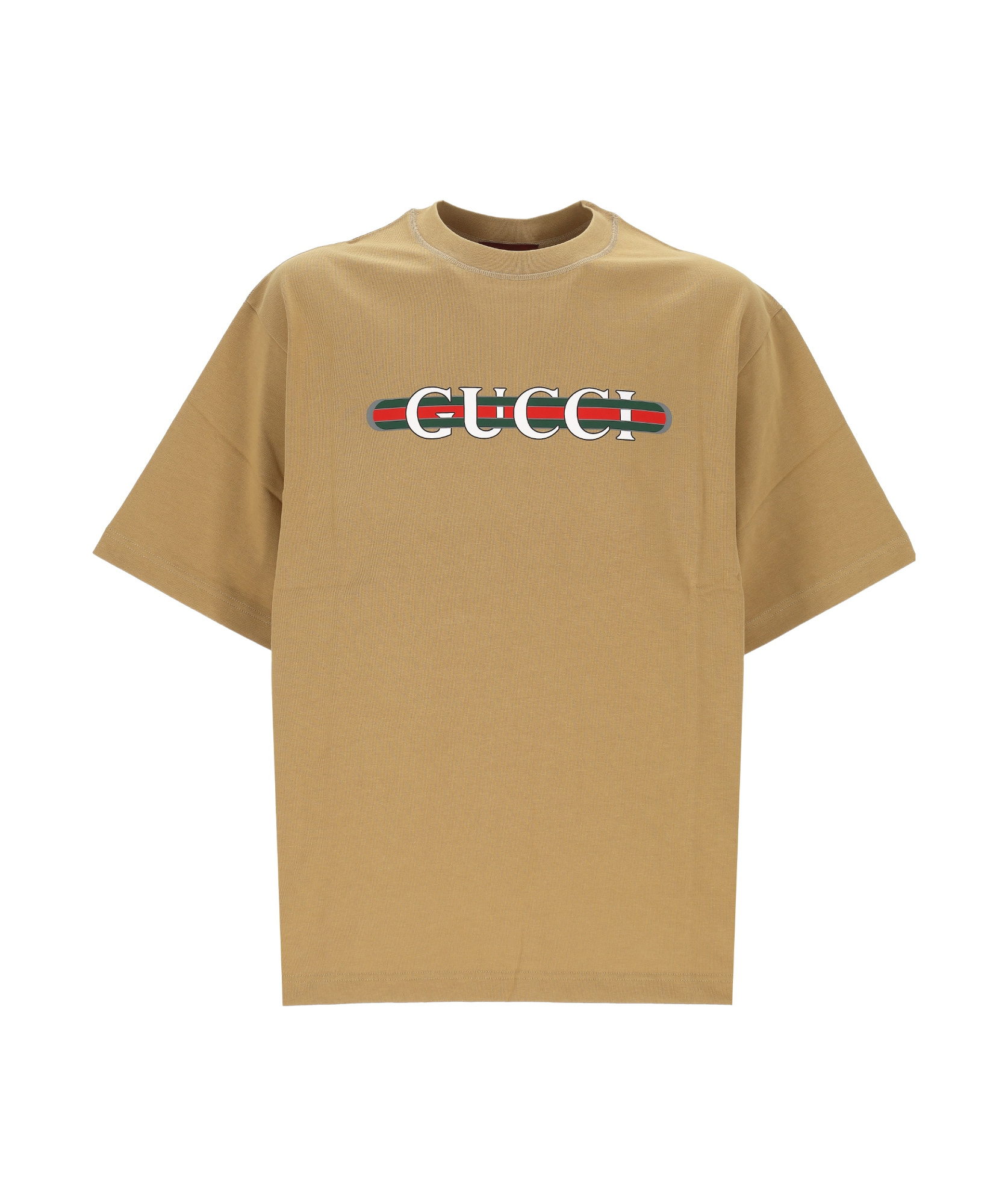 Gucci Cotton Jersey T-shirt With Print In Nude