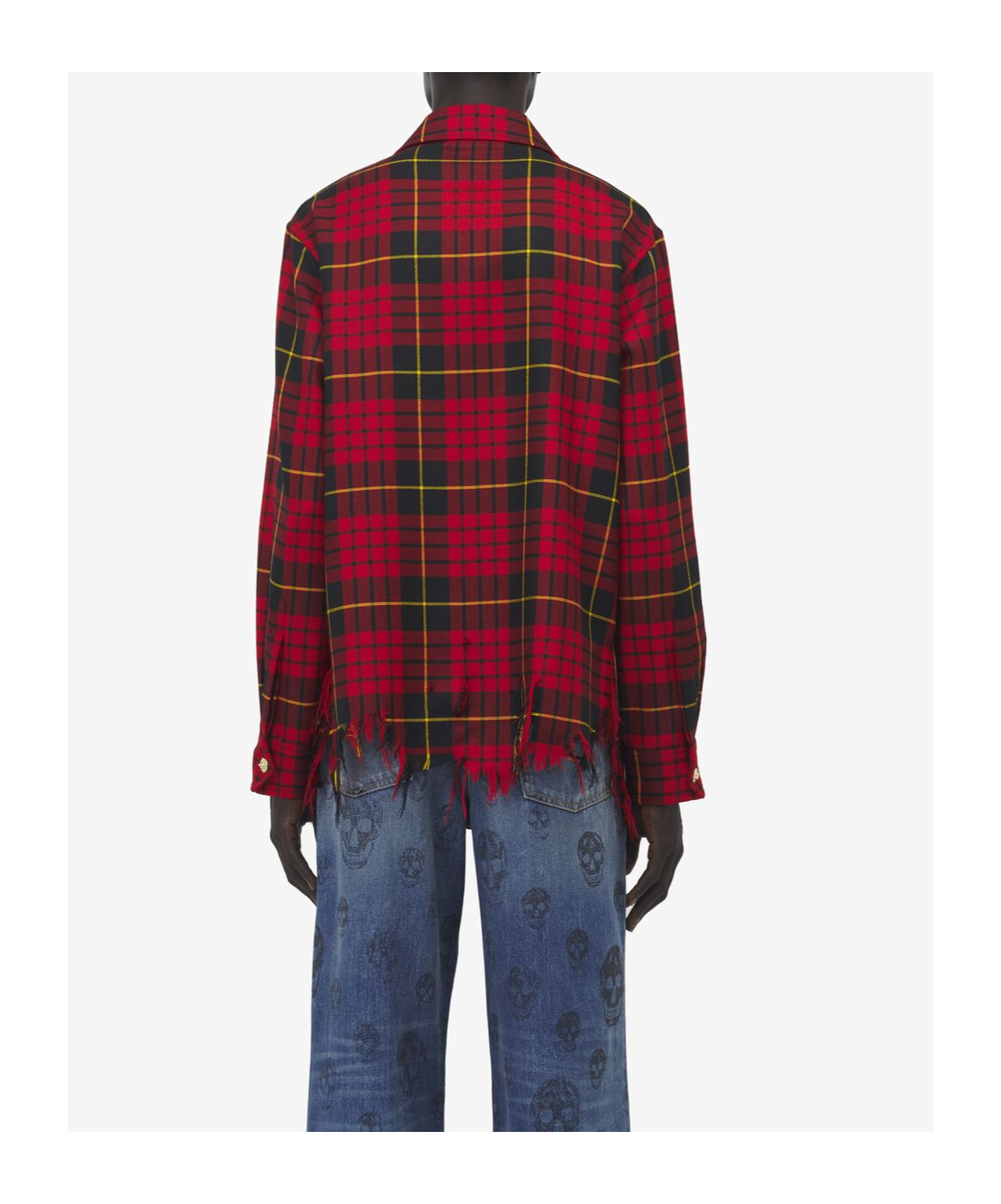 Alexander Mcqueen Distressed Tartan Overshirt Jackets Red In Red
