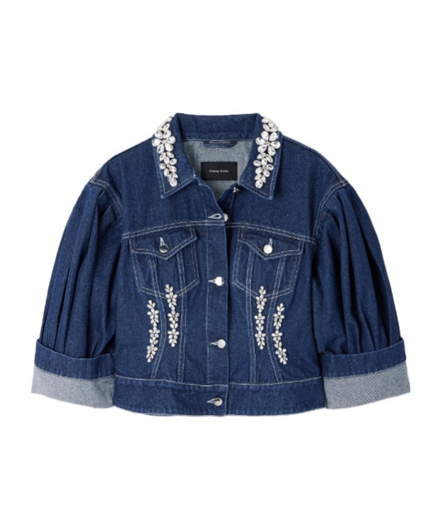 Simone Rocha Turbo Embellished Denim Jacket In Blue
