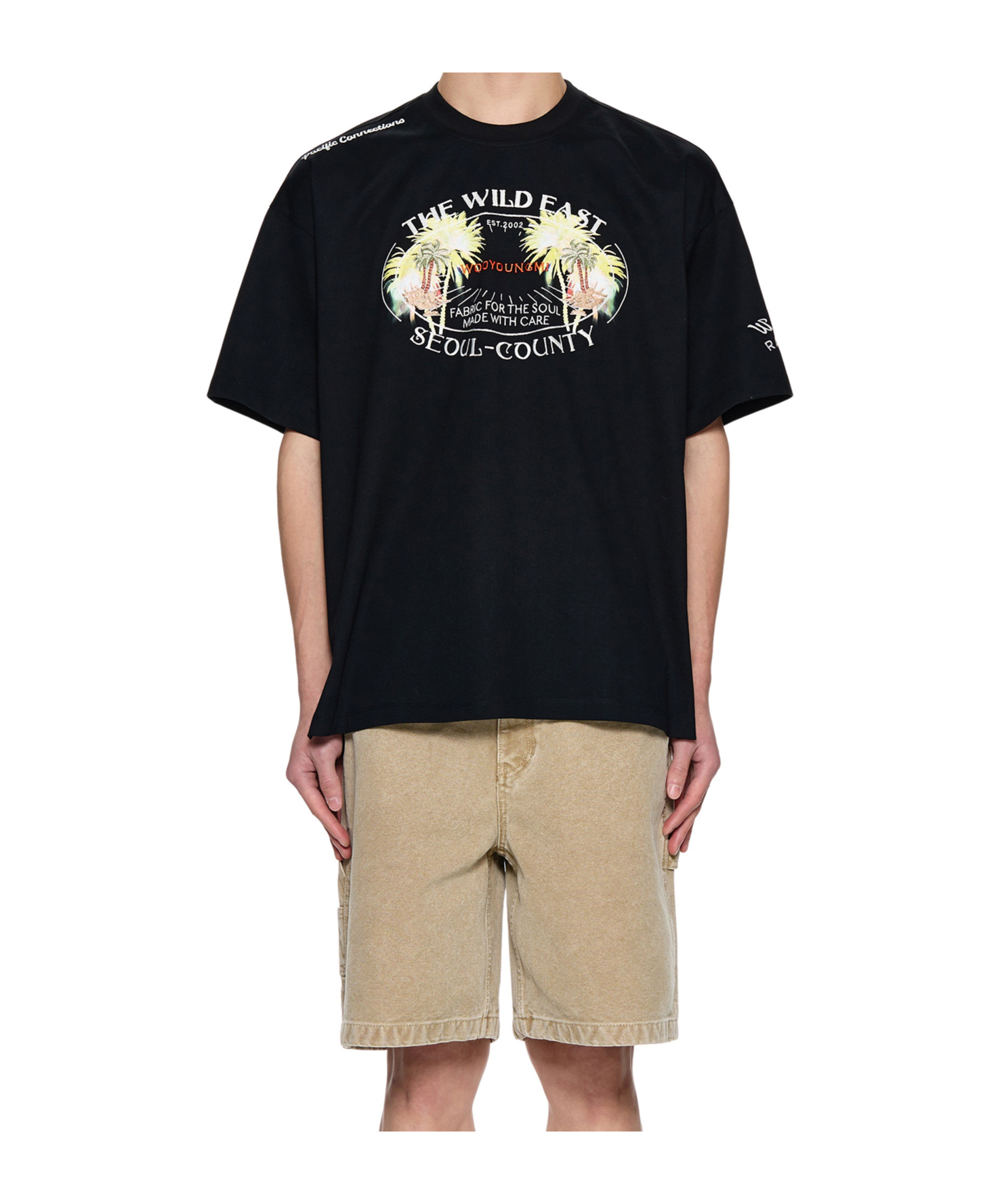 Wooyoungmi Crew Neck Cotton T-shirt With Graphic Print In Black