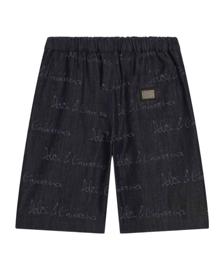 Dolce & Gabbana Denim Shorts With Dolcegabbana Logo In Black
