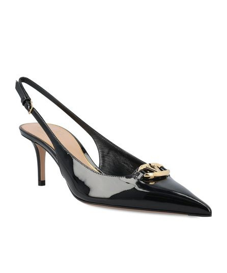 Valentino Slingback Vlogo The Bold Edition Black Calfskin Pumps In Black