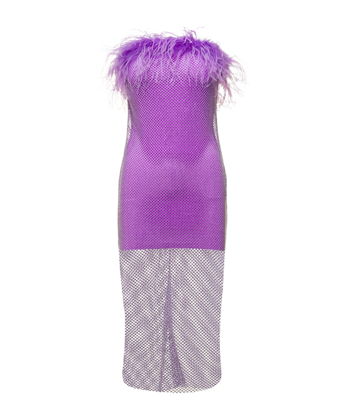 Giuseppe Di Morabito Mini Purple Dress With Feather Trim And Rhinestone Embellishment In Purple