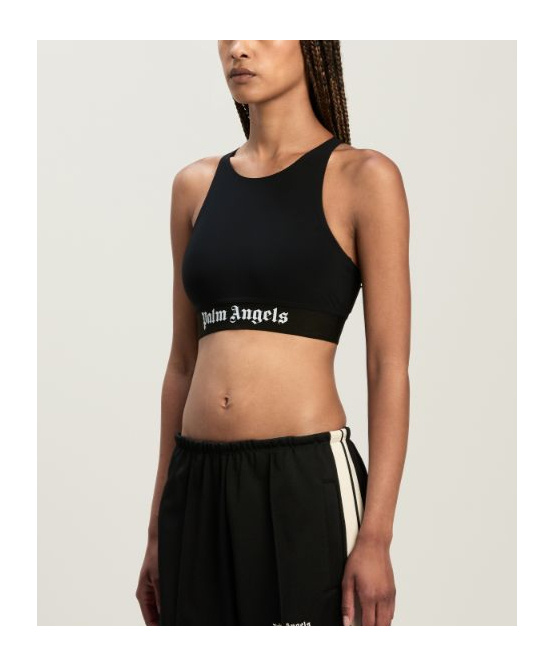 Shop Palm Angels Logo Underband Cropped Top In Black